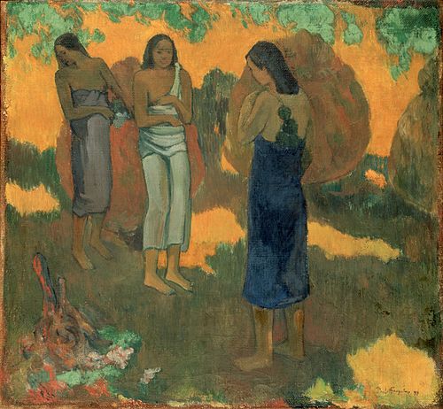 Three Tahitian Women Against a Yellow Background, 1899, Paul Gauguin