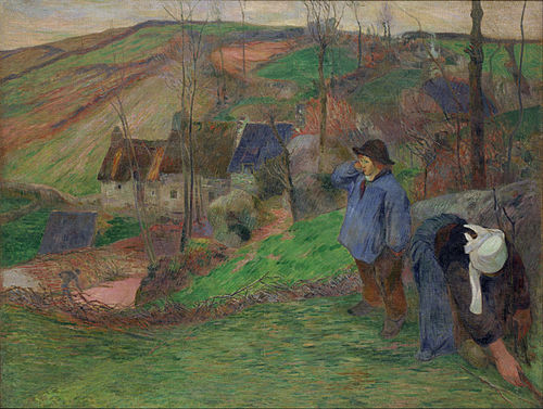 L'Hiver à Pont-Aven, petit Breton et ramasseuse, 1888, Paul Gauguin