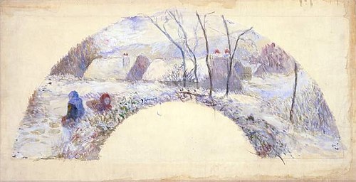 Fan Design:  Garden Under Snow, 1885, Paul Gauguin