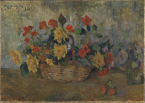 Nasturtiums and Dahlias in a Basket, 1884, Paul Gauguin