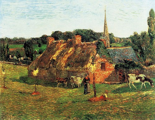 Lollichon Field and Pont-Aven Church, 1886, Paul Gauguin