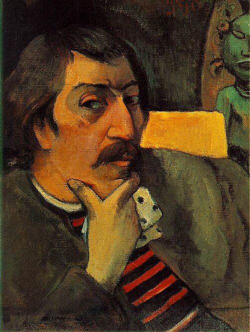Autoportrait à l'idole, 1893, Paul Gauguin