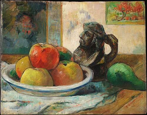 Pommes, poire et céramique, 1889, Paul Gauguin