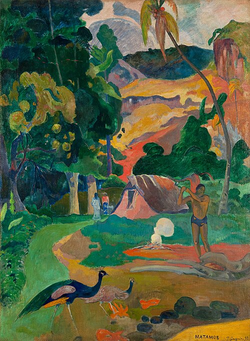 Matamoe (Death), Landscape with Peacocks, 1892, Paul Gauguin
