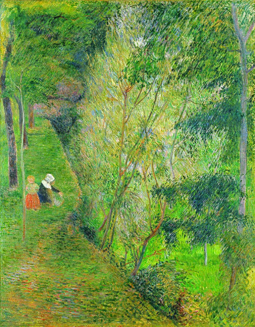 Pont-Avennoise et enfant dans un sous-bois, 1886, Paul Gauguin