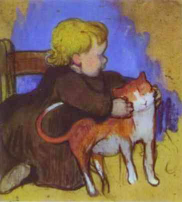 Mimi and Her Cat, 1890, Paul Gauguin
