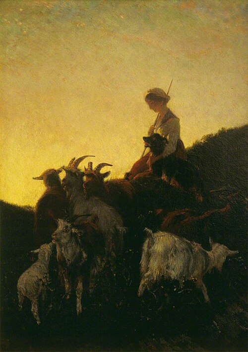 Sunset, the Goatherd, , Giuseppe Palizzi