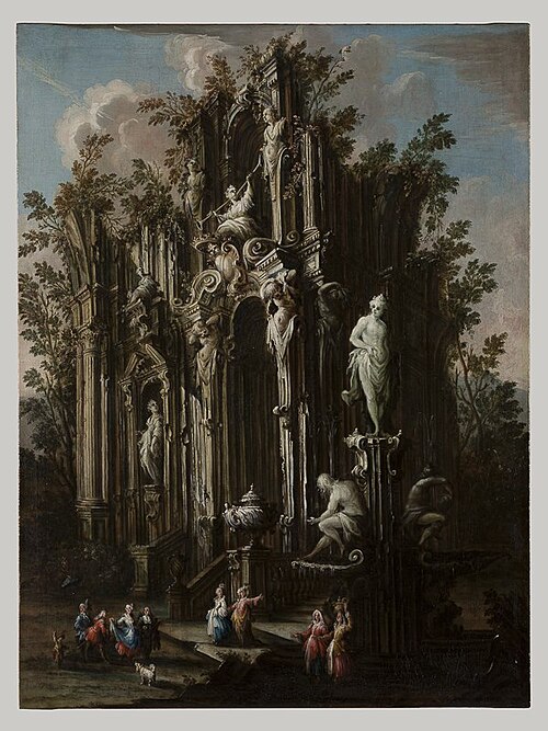 Fantaisie d'architecture en ruine avec la naissance de Vénus, 1730, Giuseppe Poli