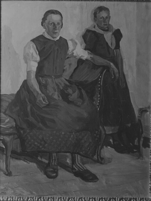 Bäuerin und Mädchen, 1914, Joseph Damberger
