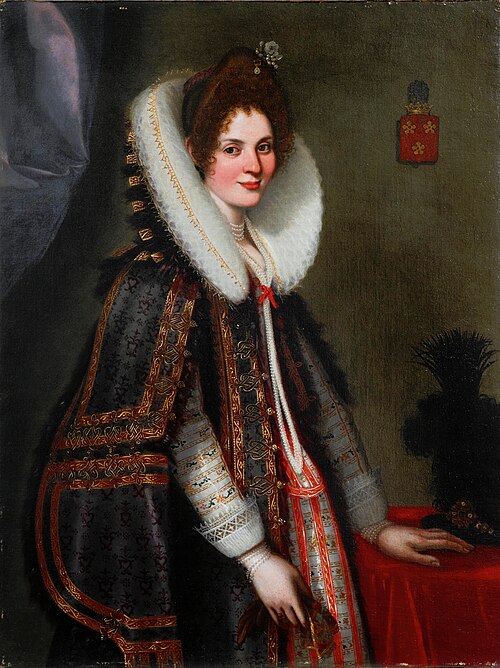Portrait of a Lady from the Arenberg family, possibly Isabelle Claire de Berlaymont, 1610, Guilliam van Deynum