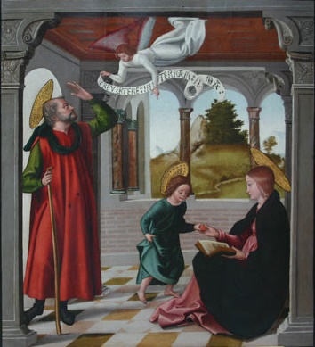 An angel appears to Joseph in a dream and admonishes him to return home, 1504, Juan de Borgoña
