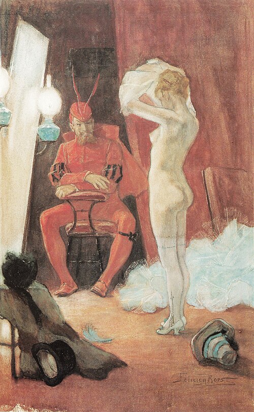 Dans les coulisses, 1878, Félicien Rops