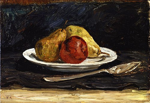 Pears and Apple on a Plate, 1882, Félicien Rops