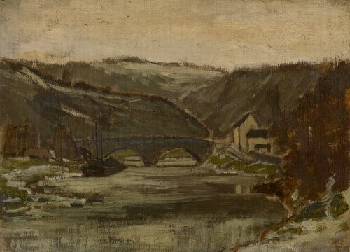 Bridge over the River Lesse, , Félicien Rops