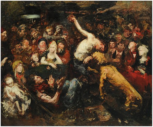 Combate entre un hombre y un moloso en el país valón, , Félicien Rops