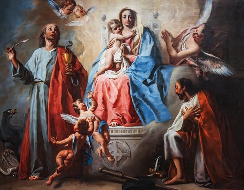 La Vierge à l'Enfant entre saint Roch et saint Jean l'Évangéliste, 1770, Giuseppe Angeli