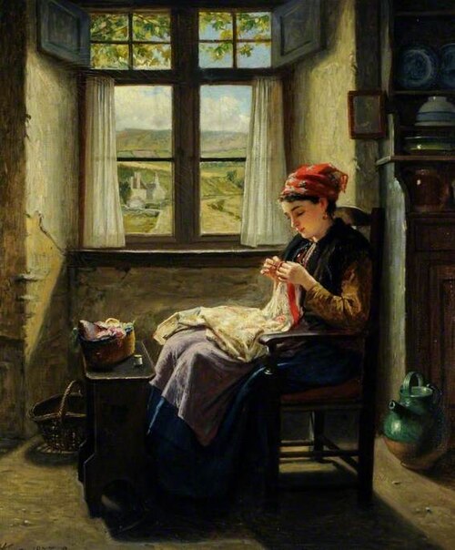 Industry (Girl at Window, Sewing), 1877, Haynes King