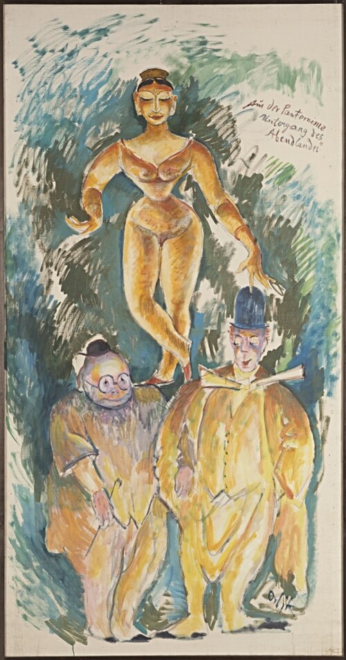 Aus der Pantomime "Untergang des Abendlandes" (zwei Clowns und Tänzerin), 1922, Emil Orlik