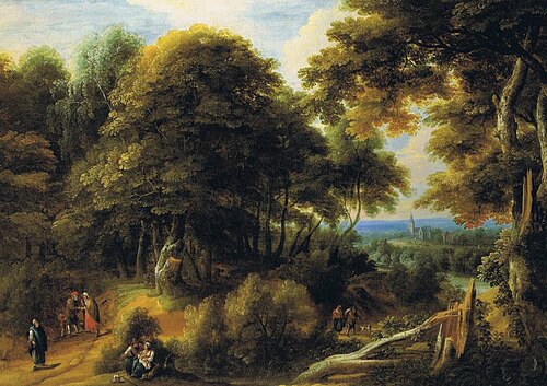 Wooded landscape with figures, 1660, Ignatius van der Stock