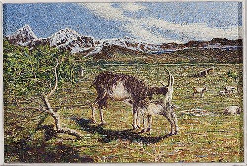 Goats against landscape, 1891, Giovanni Segantini