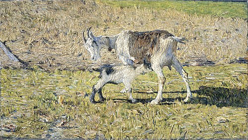 A Goat with her Kid, 1890, Giovanni Segantini