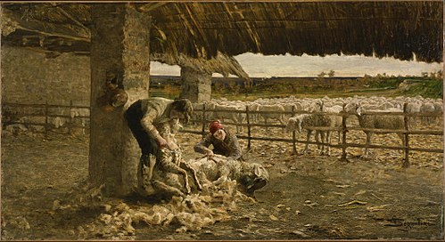 The Sheepshearing, 1883, Giovanni Segantini