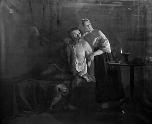 En vildttyv og hans datter forskrækkes af skovvogterne ved nat, 1836, Moritz Unna