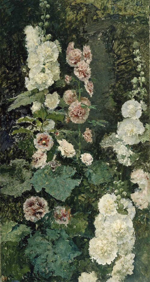 Hollyhocks, 1872, Mariano Fortuny Marsal