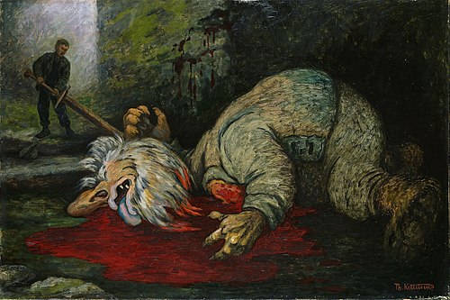 The Ash Lad beheads the Troll, 1900, Theodor Kittelsen