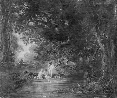 Waldlandschaft mit badenden Kindern, 1867, Carl Ebert