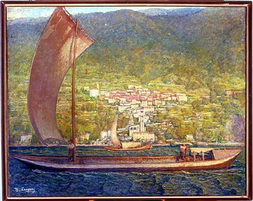 Comballi in navigazione sul Lago di Como, 1927, Baldassare Longoni