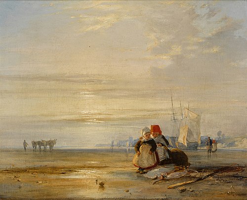 Picardy Coast with Children – Sunrise, 1826, Richard Parkes Bonington