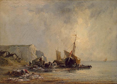 Boats near Shore of Normandy, 1823, Richard Parkes Bonington