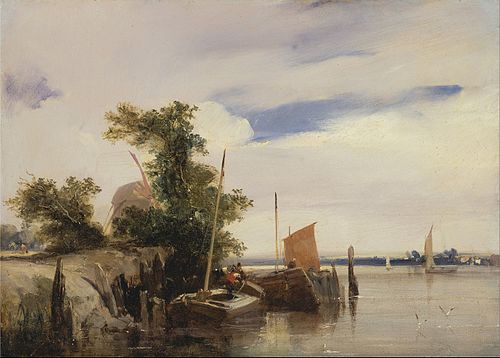 Barges on a River, 1826, Richard Parkes Bonington
