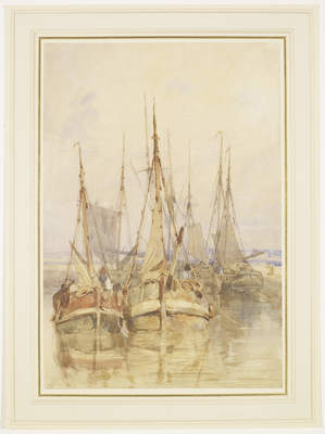Fishing Smacks in French Harbour, 1821, Richard Parkes Bonington