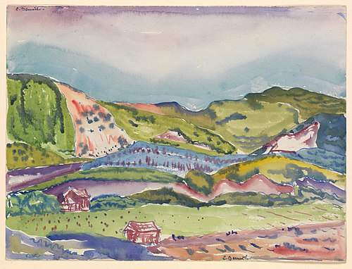 Mountain with Red House, 1913, Charles Demuth