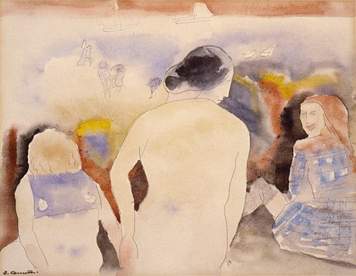 Untitled (Woman with Black Hair and Two Children), 1909, Charles Demuth
