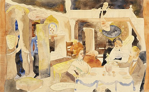 Lulu and Alva Schön at Lunch, 1918, Charles Demuth