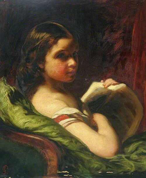 Portrait of a Young Girl Holding a Book, , James Sant