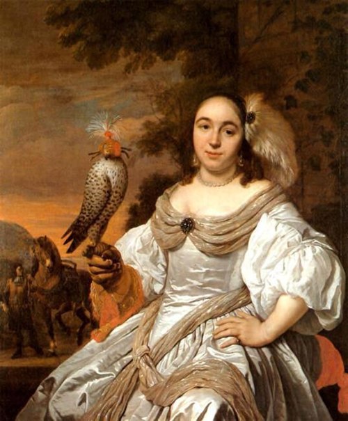 Portrait of a woman with a falcon, 1665, Bartholomeus van der Helst
