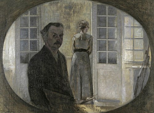 Double portrait of the artist and his wife seen through a mirror, 1911, Vilhelm Hammershøi