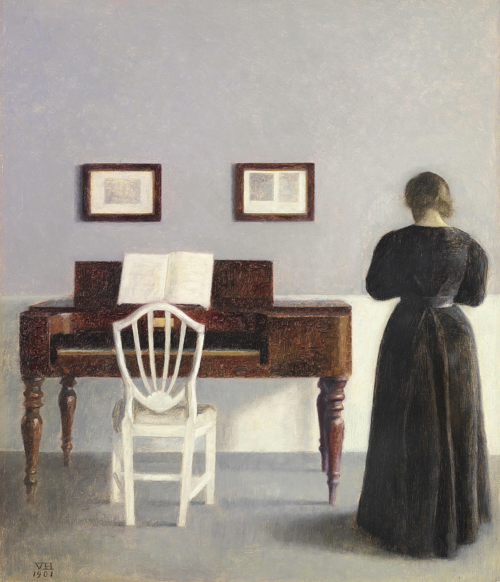 Interior with the artist's wife seen from behind., 1901, Vilhelm Hammershøi