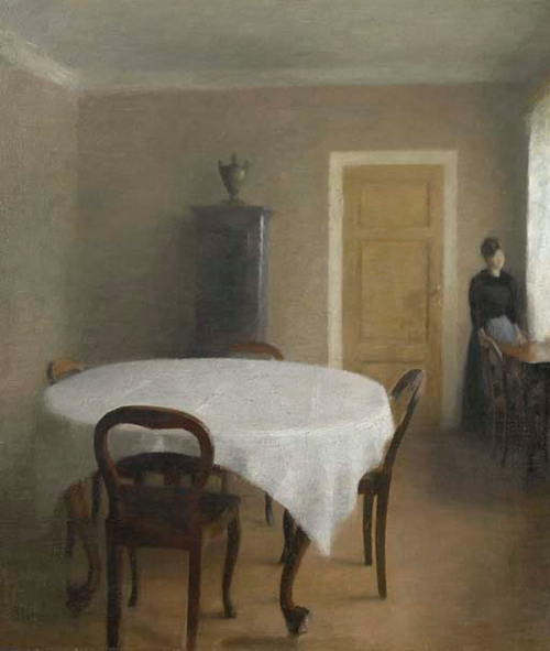 Interior, the Dining Room in Hammershøi's Childhood Home, Frederiksberg Allé., 1891, Vilhelm Hammershøi