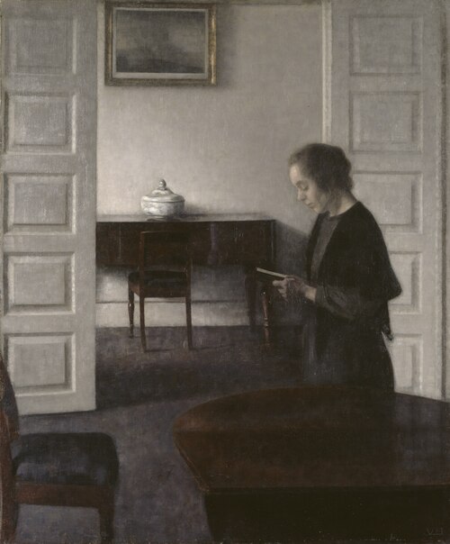 Interior with a Reading Lady, 1900, Vilhelm Hammershøi