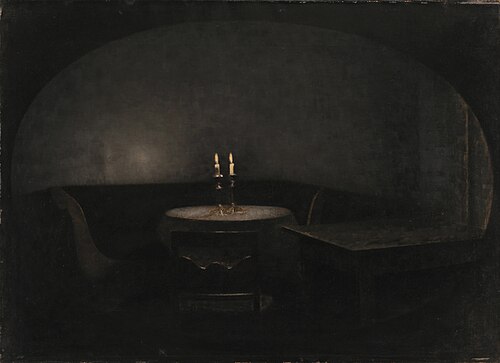 Interior. Artificial Light, 1909, Vilhelm Hammershøi