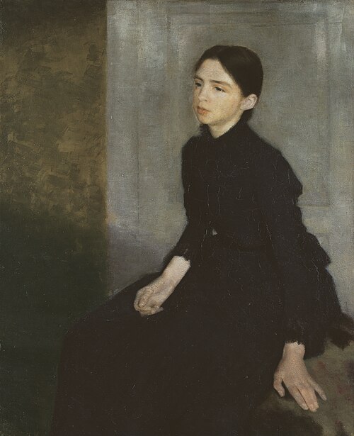 Portræt af en ung pige. Kunstnerens søster, Anna Hammershøi, 1885, Vilhelm Hammershøi