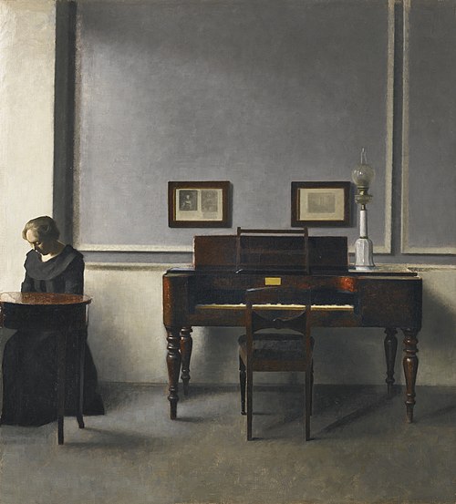 Ida in an Interior with Piano, 1901, Vilhelm Hammershøi