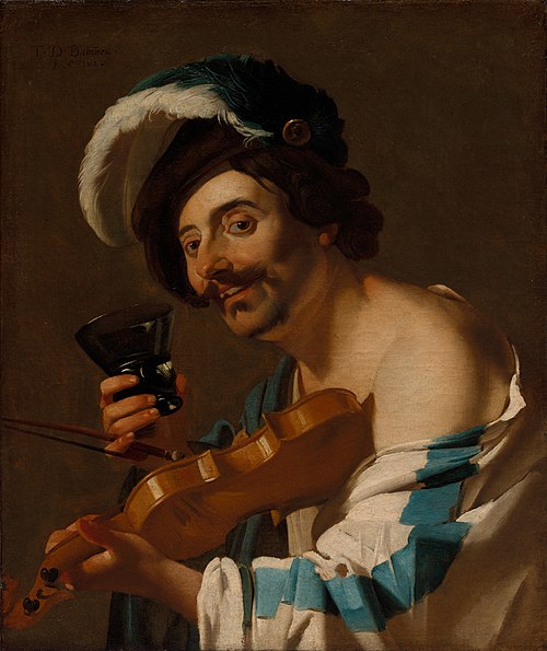Violin Player with a Wine Glass, 1623, Dirck van Baburen