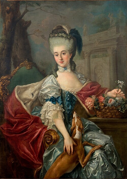 Portrait d'Izabela Lubomirska (Elżbieta Czartoryska) "La bleue marquise" (1733-1816)., 1757, Marcello Bacciarelli