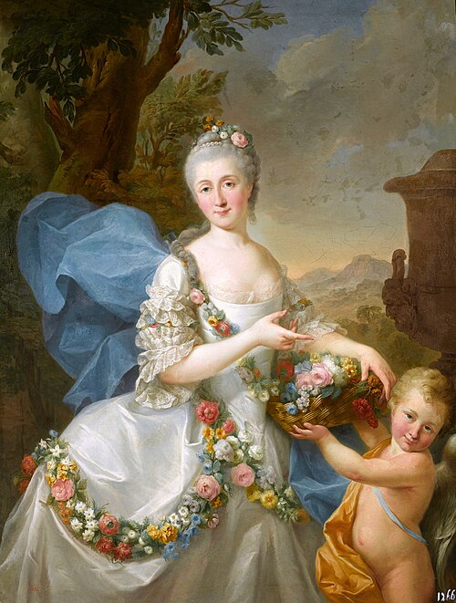 Portrait d'Apolonia Poniatowska née Ustrzycka avec son fils Stanisław en Flore et Amor., 1757, Marcello Bacciarelli